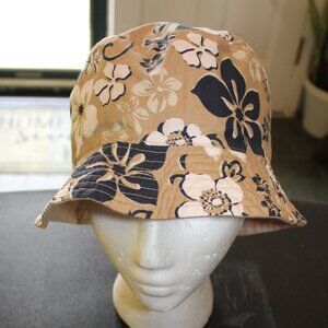 Urban 1972 Reversible Khaki/Navy/ Floral Women's Bucket Beach Sun Casual Hat